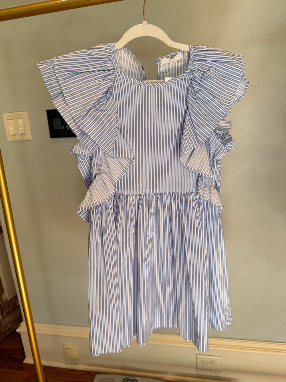 Karlie Blue & White Striped Ruffle Sundress